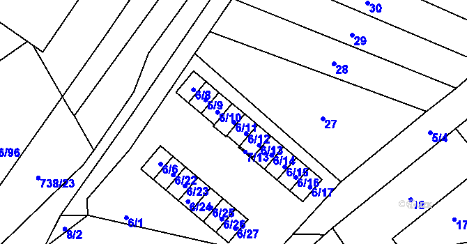 Parcela st. 6/11 v KÚ Velešovice, Katastrální mapa