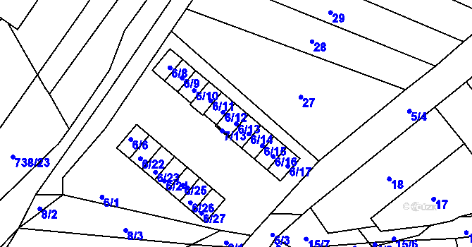 Parcela st. 6/13 v KÚ Velešovice, Katastrální mapa