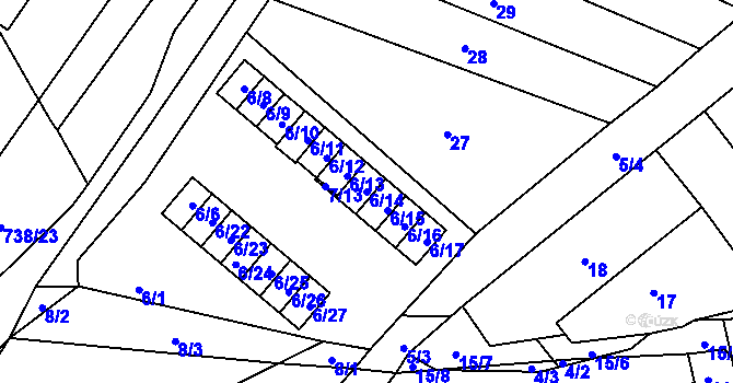 Parcela st. 6/14 v KÚ Velešovice, Katastrální mapa