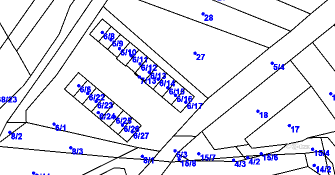 Parcela st. 6/15 v KÚ Velešovice, Katastrální mapa