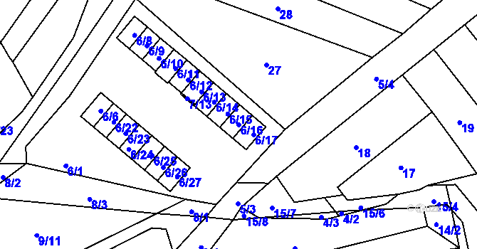 Parcela st. 6/16 v KÚ Velešovice, Katastrální mapa