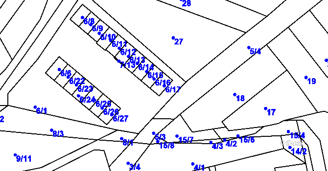 Parcela st. 6/17 v KÚ Velešovice, Katastrální mapa