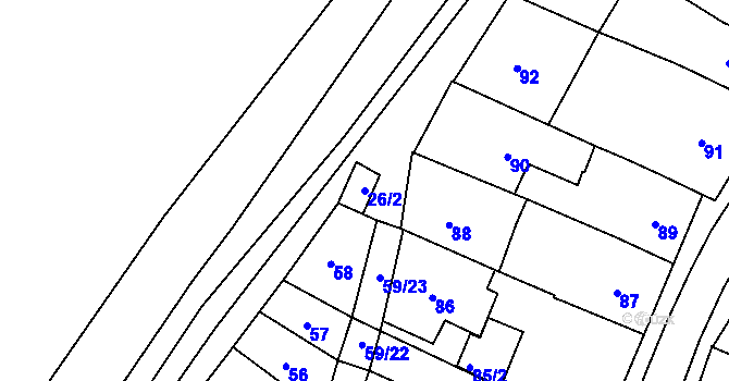 Parcela st. 26/2 v KÚ Velešovice, Katastrální mapa