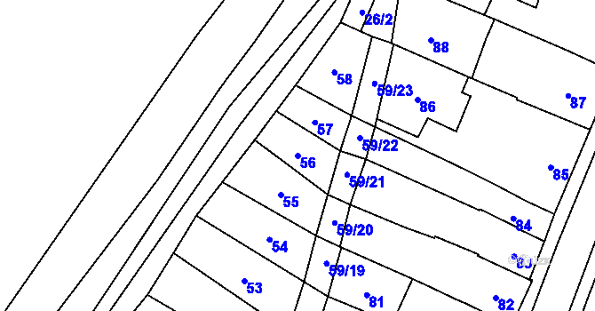 Parcela st. 56 v KÚ Velešovice, Katastrální mapa