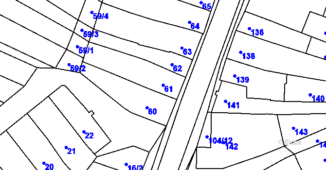 Parcela st. 61 v KÚ Velešovice, Katastrální mapa