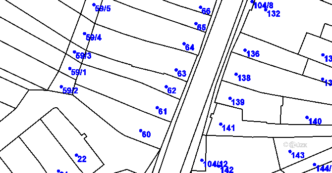 Parcela st. 62 v KÚ Velešovice, Katastrální mapa