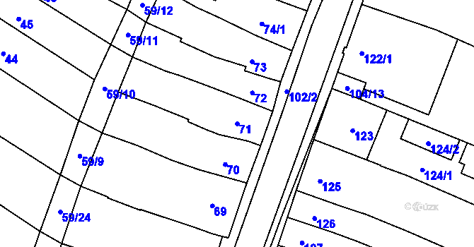 Parcela st. 71 v KÚ Velešovice, Katastrální mapa