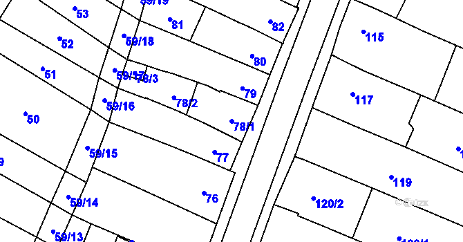 Parcela st. 78/1 v KÚ Velešovice, Katastrální mapa