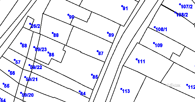 Parcela st. 87 v KÚ Velešovice, Katastrální mapa
