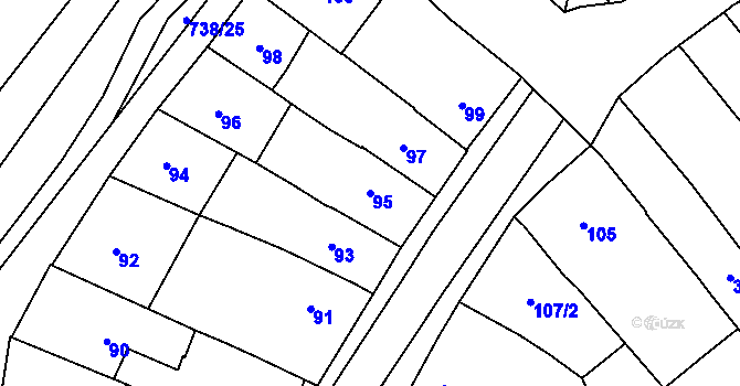 Parcela st. 95 v KÚ Velešovice, Katastrální mapa