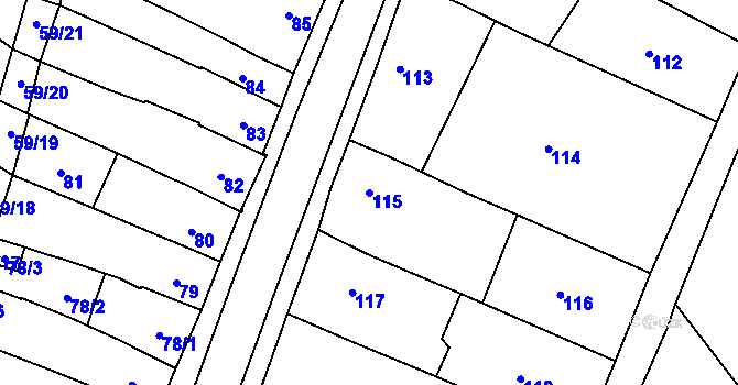 Parcela st. 115 v KÚ Velešovice, Katastrální mapa