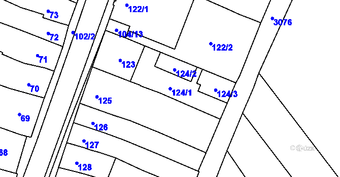 Parcela st. 124/1 v KÚ Velešovice, Katastrální mapa
