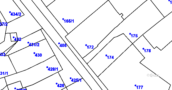 Parcela st. 172 v KÚ Velešovice, Katastrální mapa