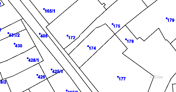 Parcela st. 174 v KÚ Velešovice, Katastrální mapa