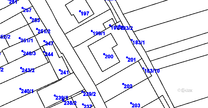 Parcela st. 200 v KÚ Velešovice, Katastrální mapa