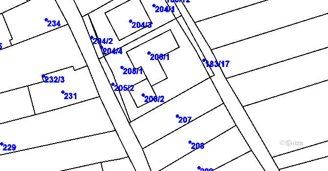 Parcela st. 206 v KÚ Velešovice, Katastrální mapa