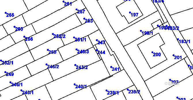 Parcela st. 244 v KÚ Velešovice, Katastrální mapa