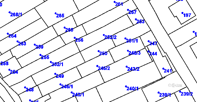 Parcela st. 250 v KÚ Velešovice, Katastrální mapa