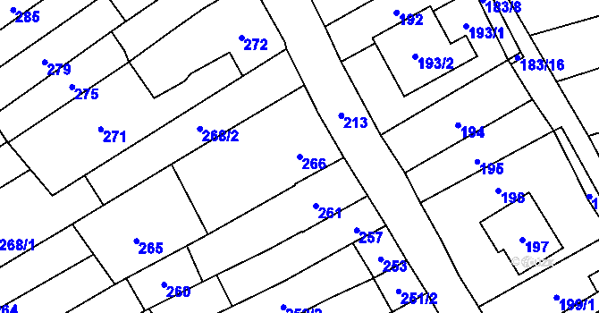 Parcela st. 266 v KÚ Velešovice, Katastrální mapa