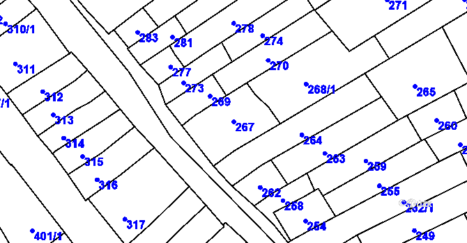 Parcela st. 267 v KÚ Velešovice, Katastrální mapa