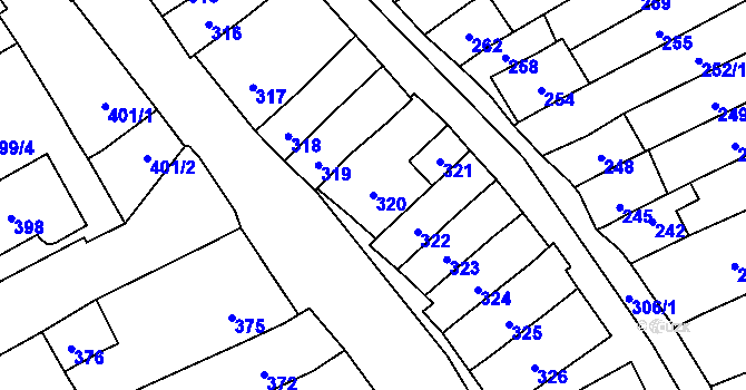 Parcela st. 320 v KÚ Velešovice, Katastrální mapa