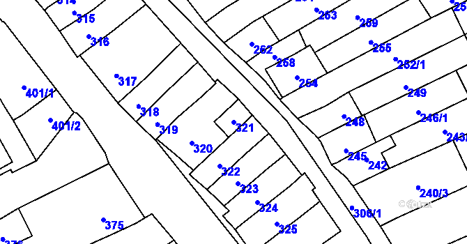Parcela st. 321 v KÚ Velešovice, Katastrální mapa