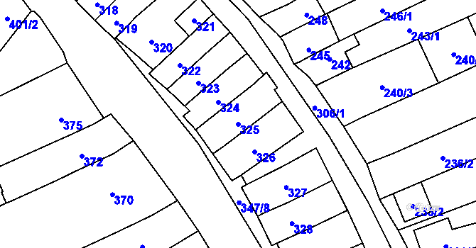 Parcela st. 325 v KÚ Velešovice, Katastrální mapa