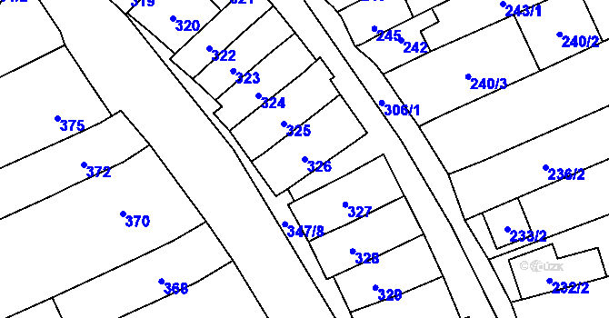 Parcela st. 326 v KÚ Velešovice, Katastrální mapa
