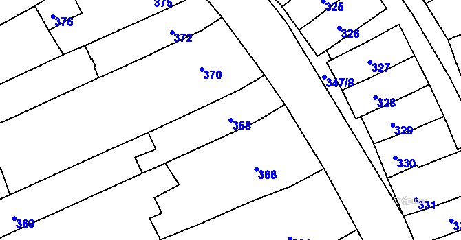 Parcela st. 368 v KÚ Velešovice, Katastrální mapa
