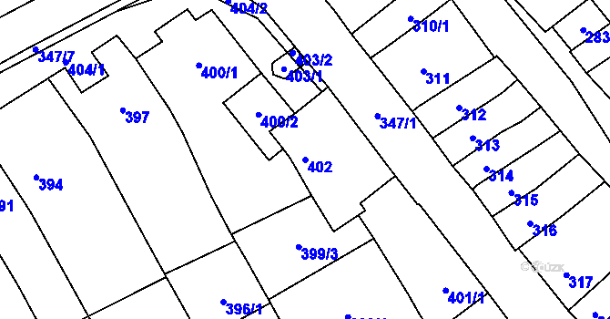 Parcela st. 402 v KÚ Velešovice, Katastrální mapa