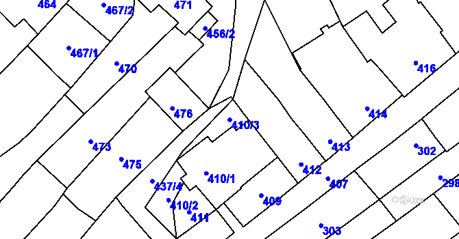 Parcela st. 410/3 v KÚ Velešovice, Katastrální mapa