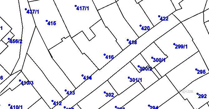 Parcela st. 416 v KÚ Velešovice, Katastrální mapa