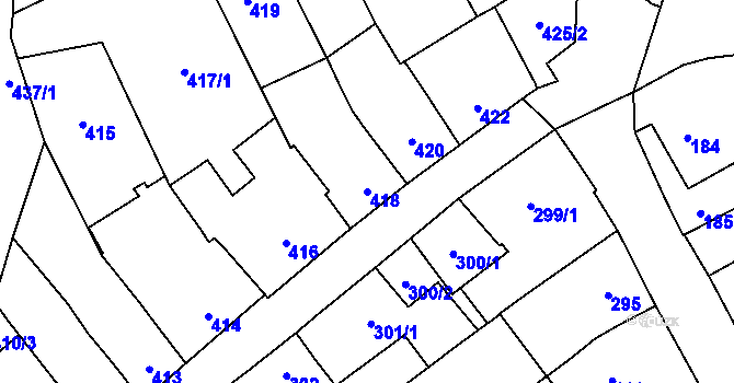 Parcela st. 418 v KÚ Velešovice, Katastrální mapa