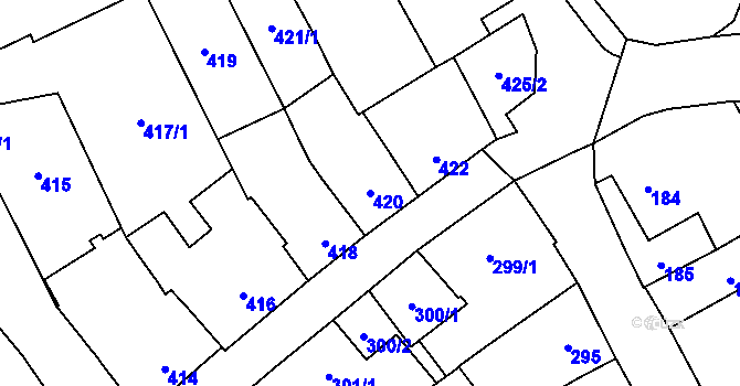 Parcela st. 420 v KÚ Velešovice, Katastrální mapa
