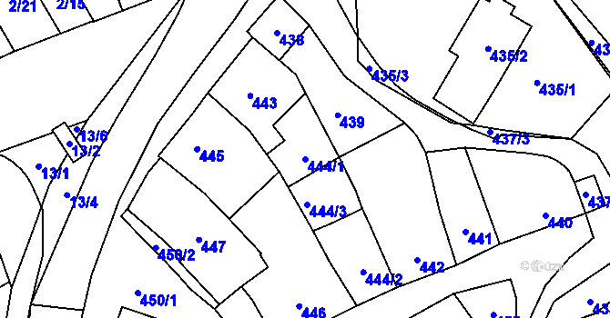 Parcela st. 444/1 v KÚ Velešovice, Katastrální mapa