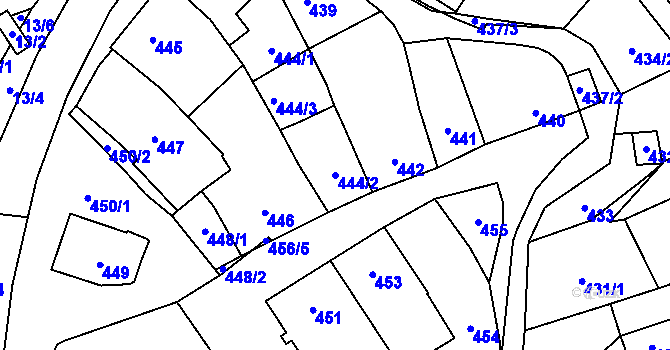 Parcela st. 444/2 v KÚ Velešovice, Katastrální mapa