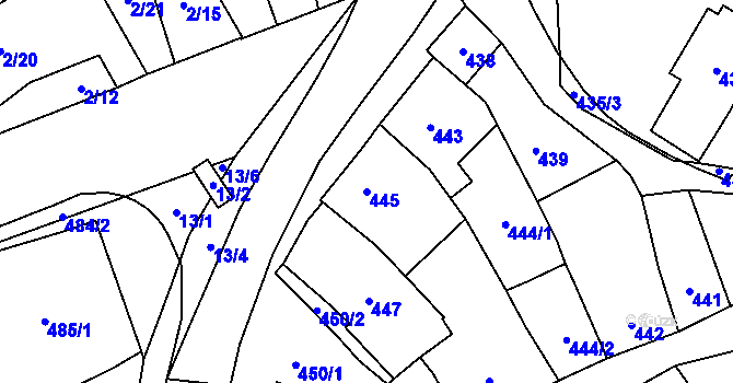 Parcela st. 445 v KÚ Velešovice, Katastrální mapa