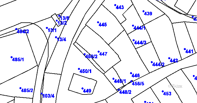 Parcela st. 447 v KÚ Velešovice, Katastrální mapa