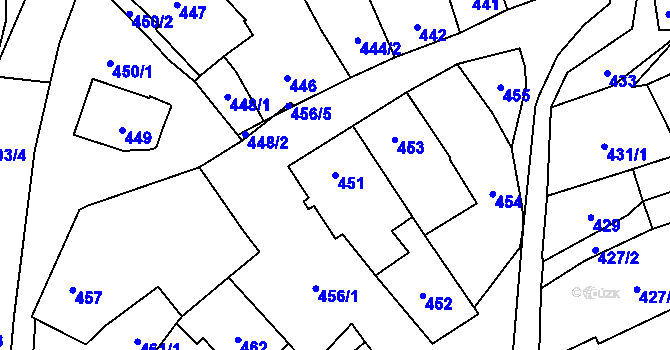 Parcela st. 451 v KÚ Velešovice, Katastrální mapa
