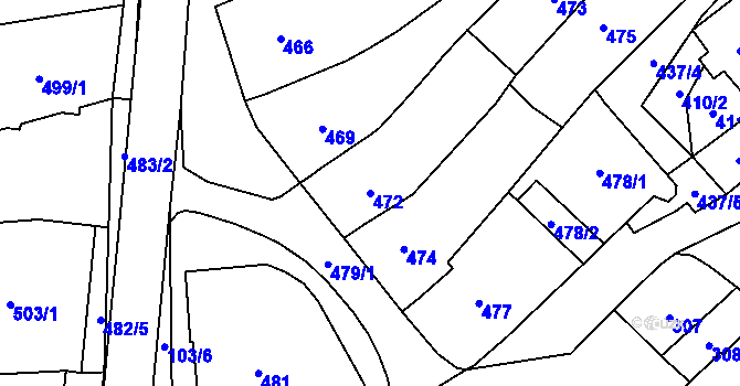 Parcela st. 472 v KÚ Velešovice, Katastrální mapa