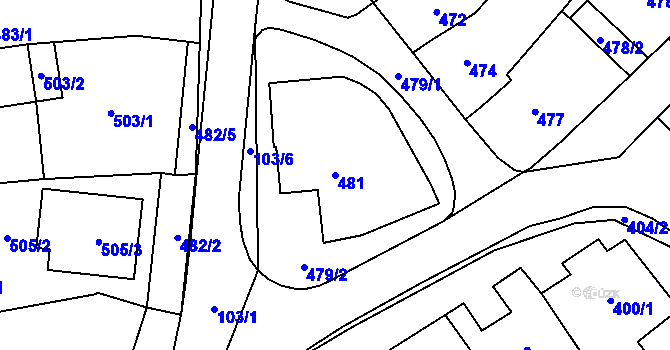 Parcela st. 481 v KÚ Velešovice, Katastrální mapa