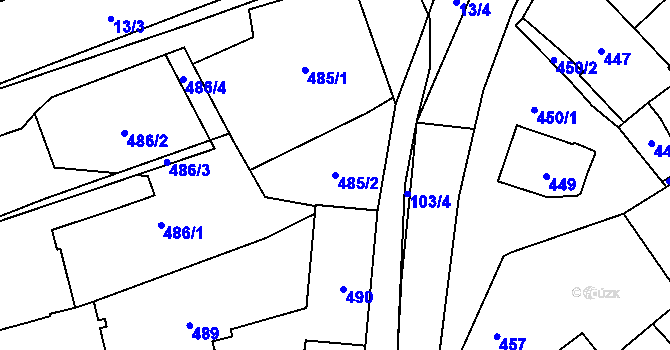 Parcela st. 485/2 v KÚ Velešovice, Katastrální mapa