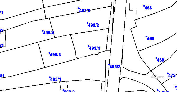 Parcela st. 499/1 v KÚ Velešovice, Katastrální mapa