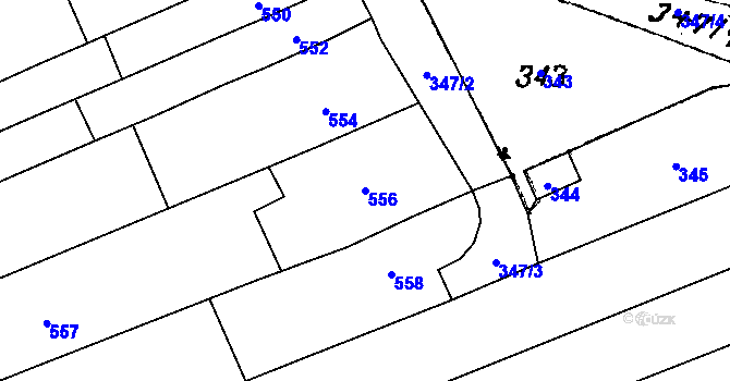 Parcela st. 556 v KÚ Velešovice, Katastrální mapa