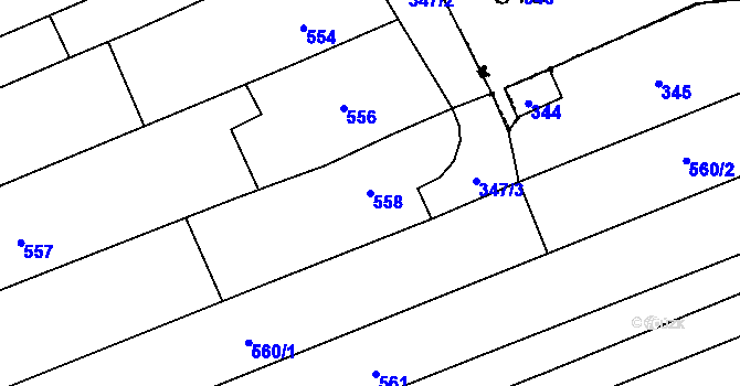 Parcela st. 558 v KÚ Velešovice, Katastrální mapa