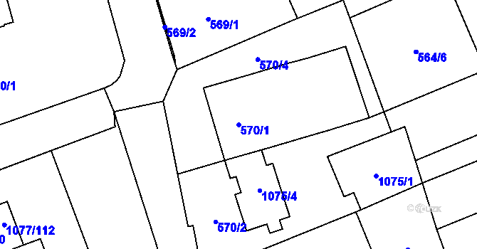 Parcela st. 570/1 v KÚ Velešovice, Katastrální mapa