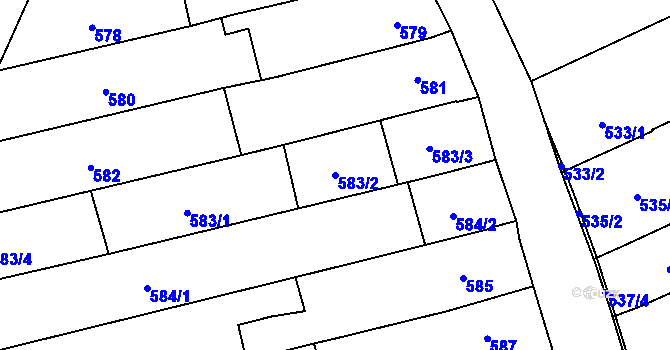 Parcela st. 583/2 v KÚ Velešovice, Katastrální mapa