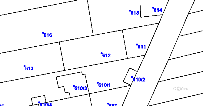 Parcela st. 612 v KÚ Velešovice, Katastrální mapa
