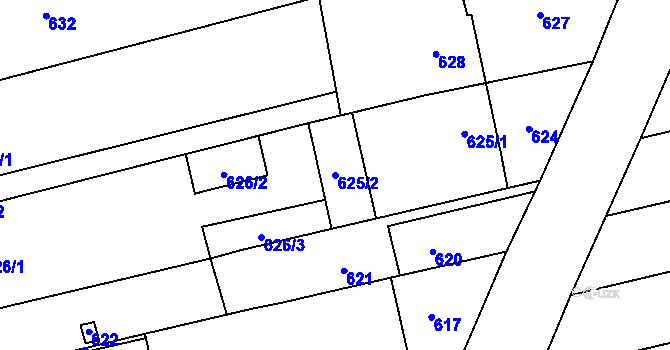 Parcela st. 625/2 v KÚ Velešovice, Katastrální mapa