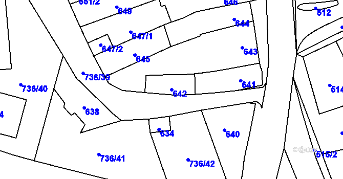 Parcela st. 642 v KÚ Velešovice, Katastrální mapa